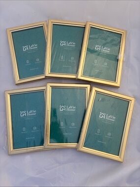 LaVie Home Gold Photo Frames New Old Stock In Plastic (Set of 6)